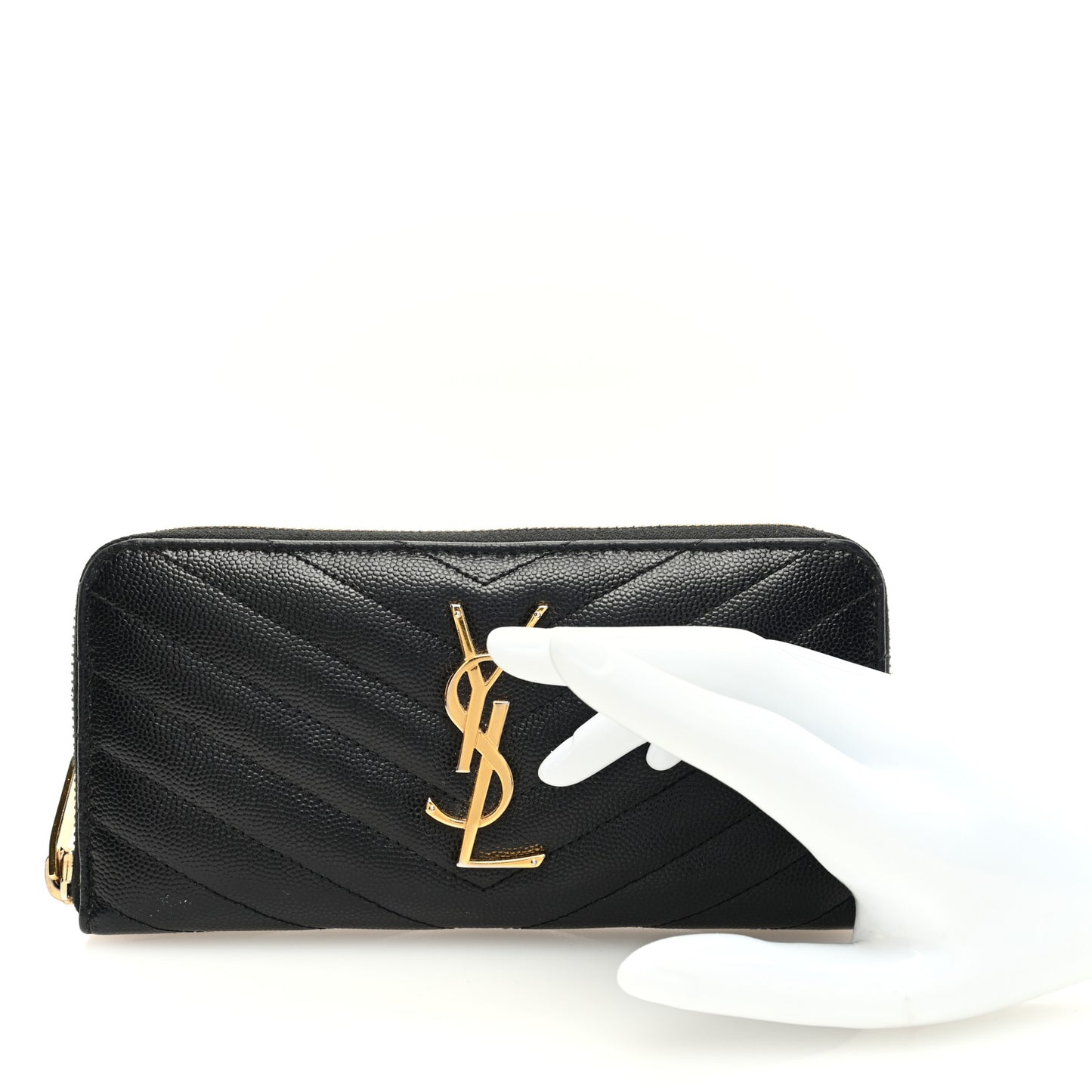 Grain De Poudre Matelasse Chevron Monogram Zip Around Wallet Black