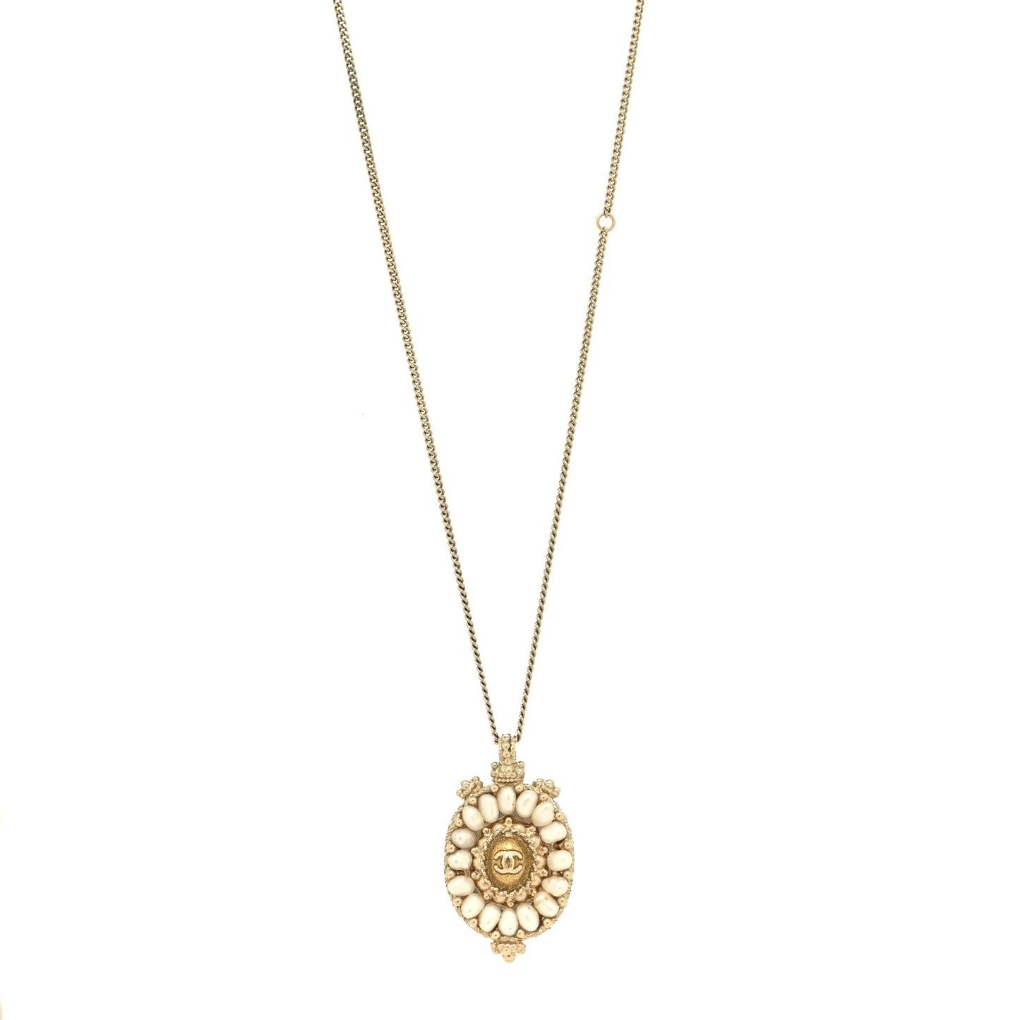 Metal Pearl Gripoix Necklace Gold