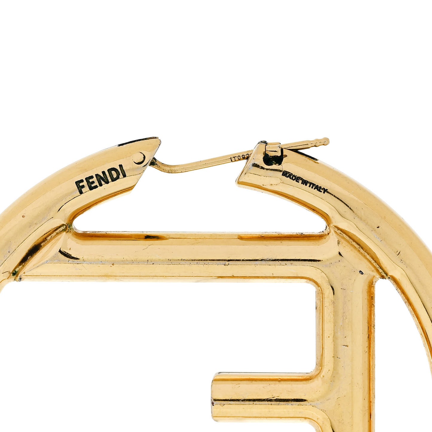 Metal FF Hoop Earrings Gold Silver