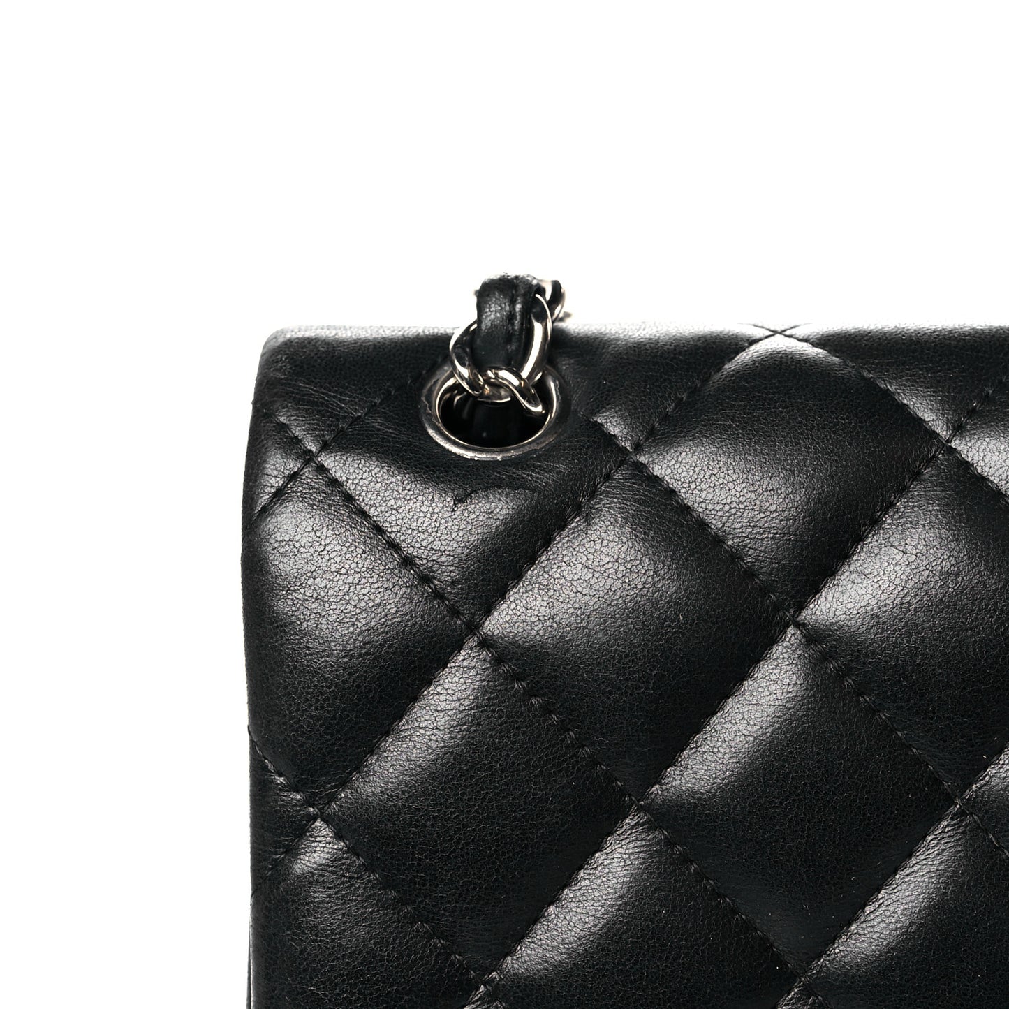 Lambskin Quilted Jumbo Double Flap Black