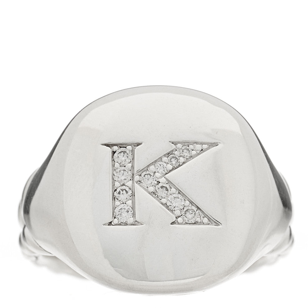 Sterling Silver Diamond 14mm Initial K Pinky Ring 44 3