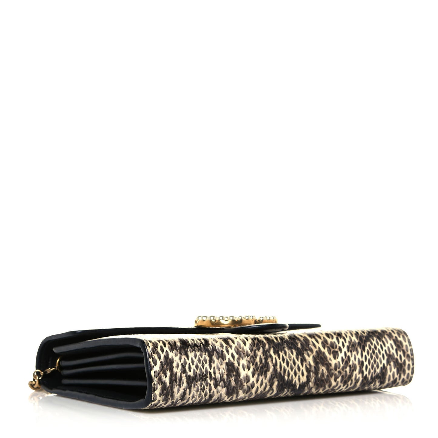 Snakeskin Pearly GG Marmont Chain Wallet Roccia