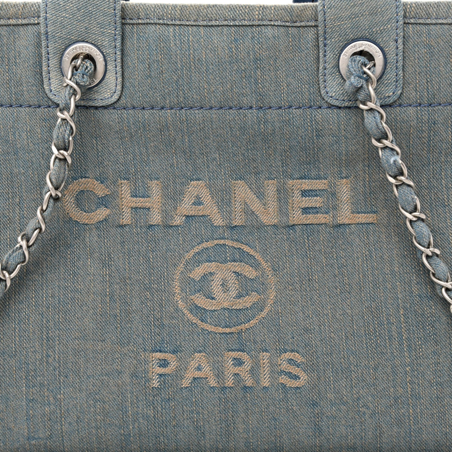 Chanel Denim Small Deauville Tote Light Blue 10 of 13