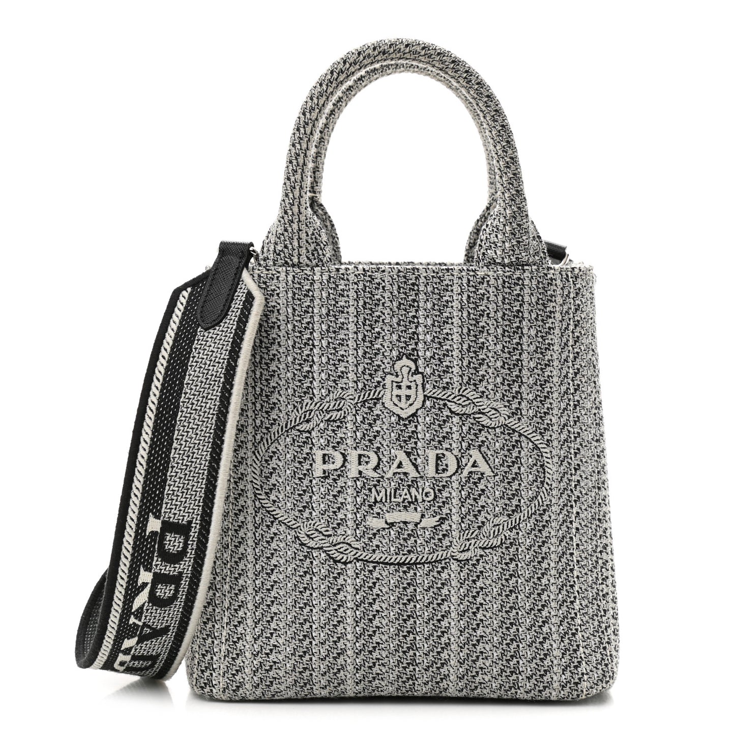 Jacquard Logo Embroidered Small Tote Black Talco