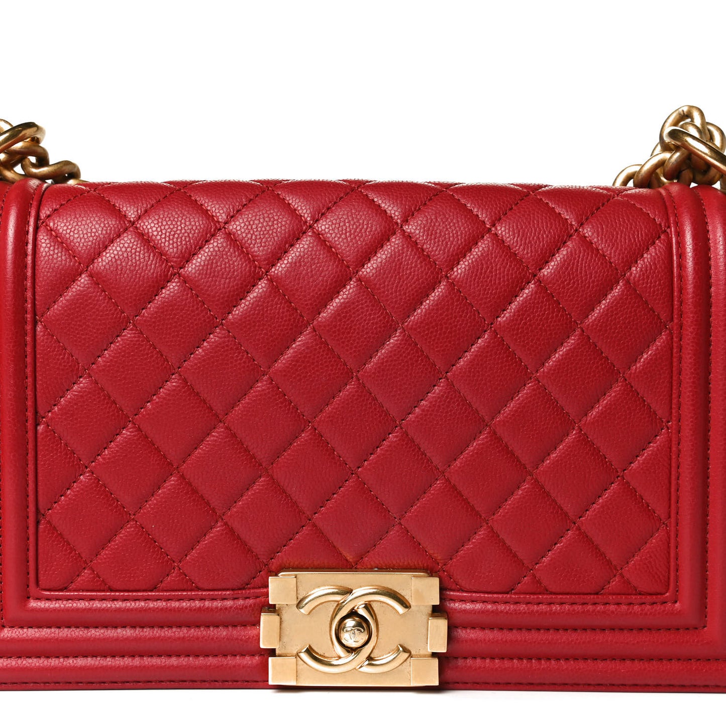 Caviar Quilted Medium Boy Flap Red