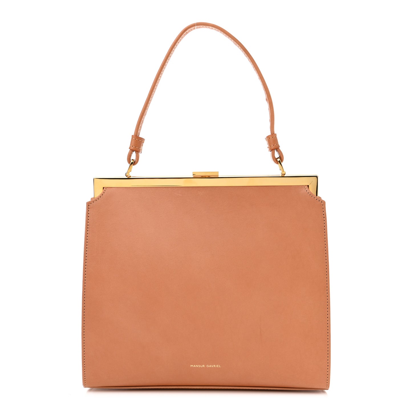 Vegetable Tanned Calfskin Elegant Top Handle Bag Cammello