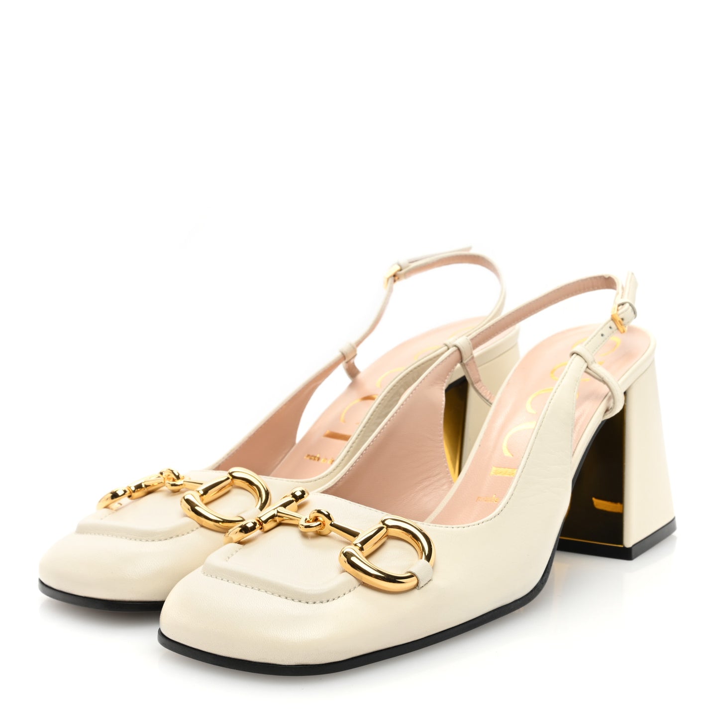 Malaga Kid Horsebit 75mm Slingback Pumps 38.5 Mystic White