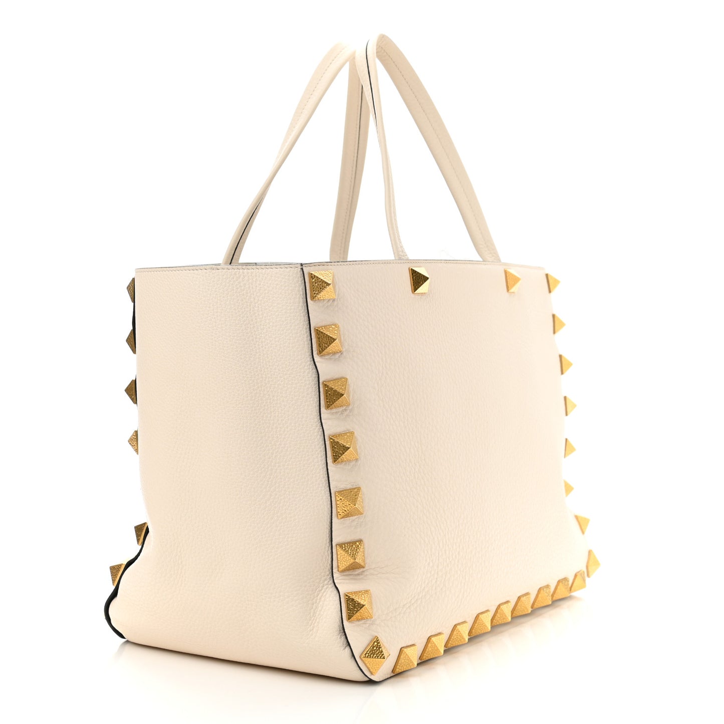 Grained Calfskin Roman Stud Tote Light Ivory
