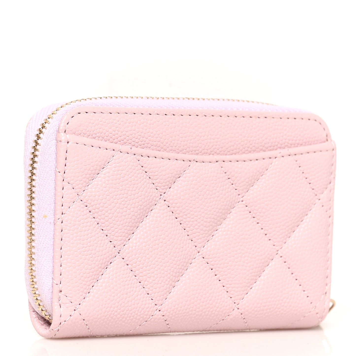 Caviar Quilted Zip Coin Purse Light Pink