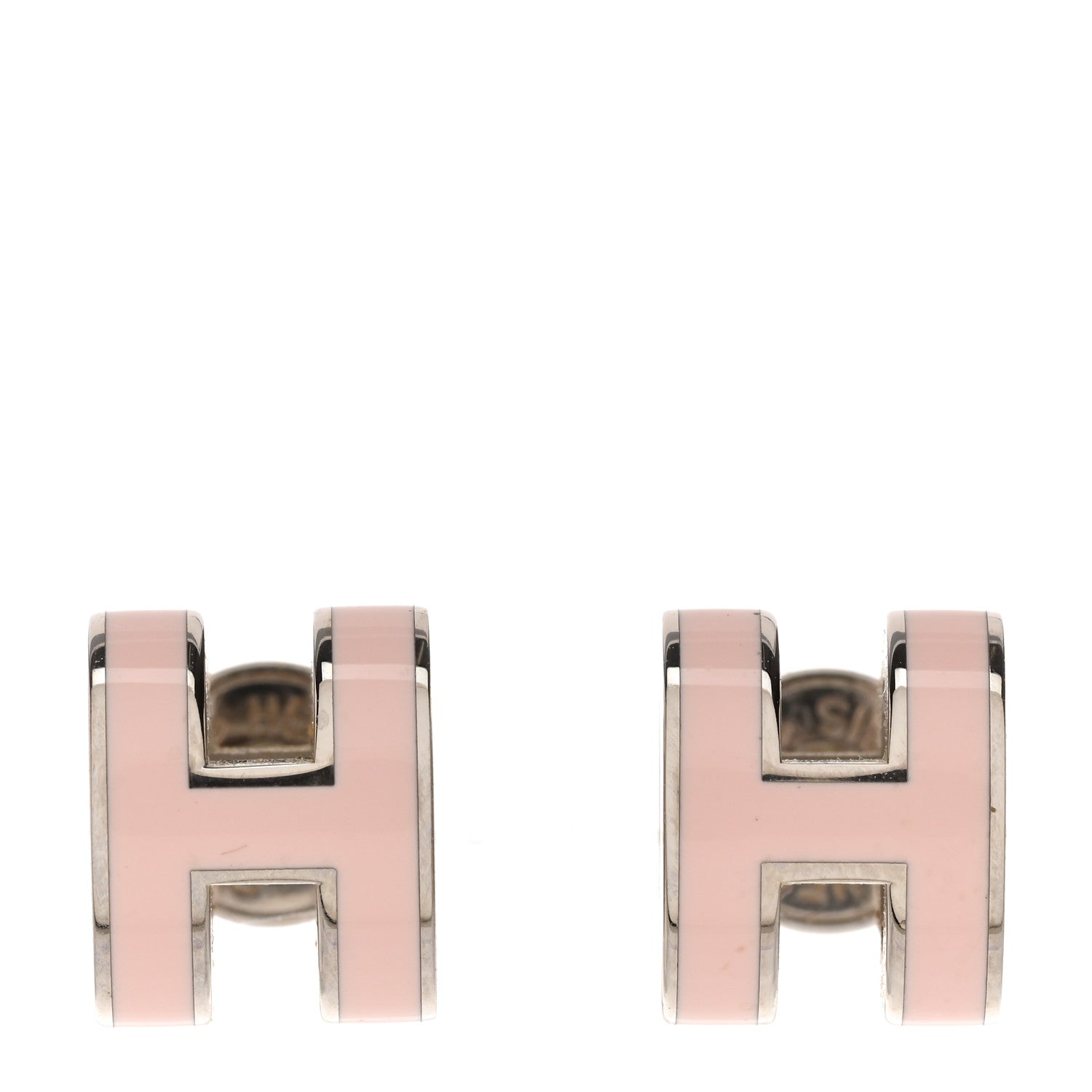 Hermes Palladium Lacquered Mini Pop H Earrings Rose Dragee 1 of 6