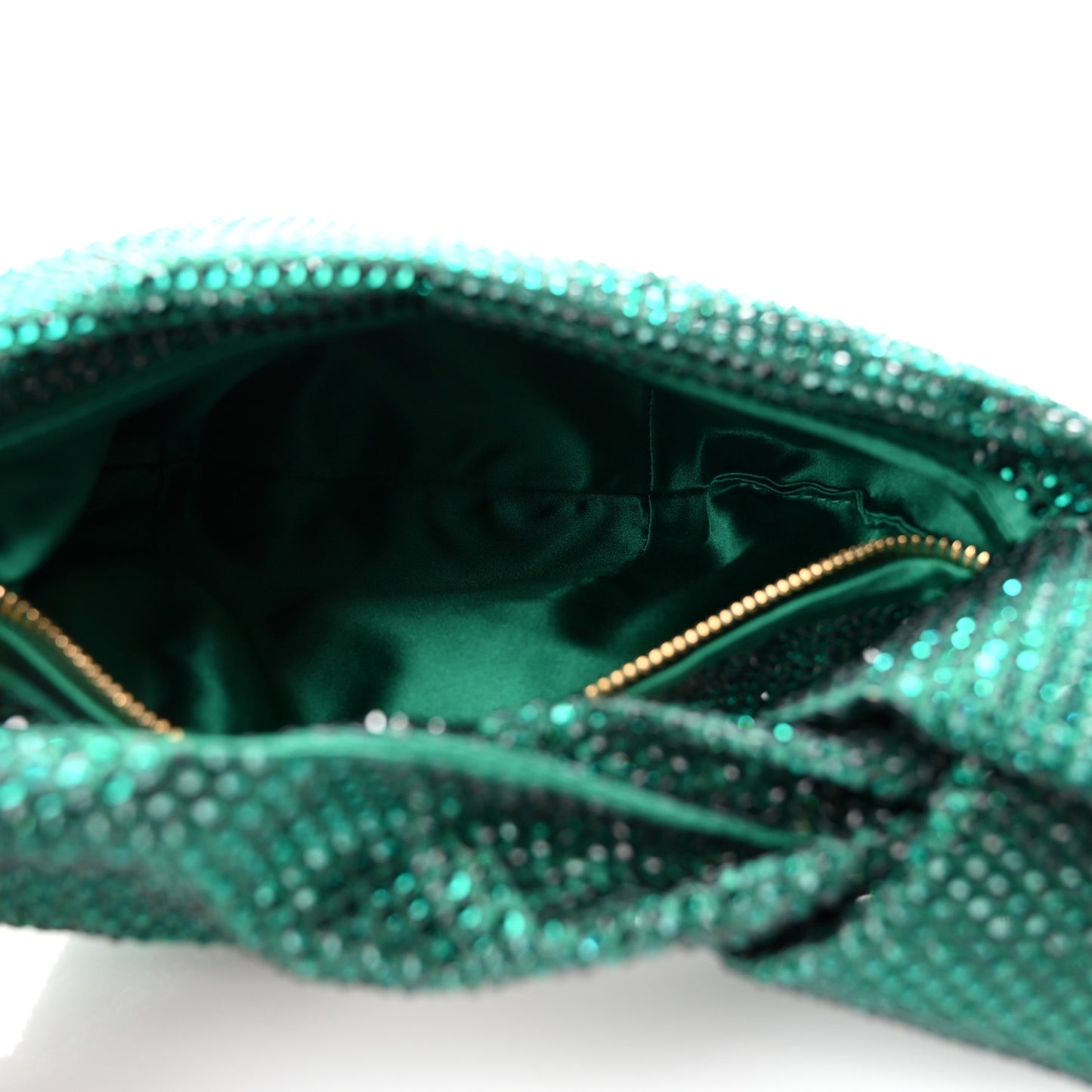 Crystal Embellished Satin Mini Hotfix Jodie Emerald