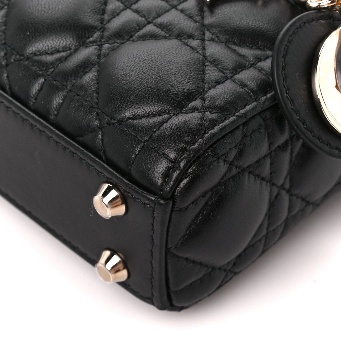Lambskin Cannage Micro Lady Dior Black