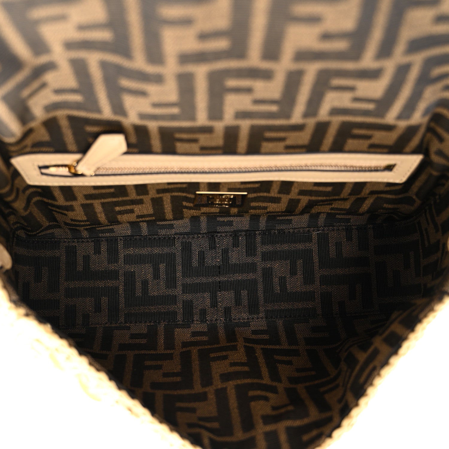 Fendi Sequin Macrame Baguette Beige Gold 5 of 11