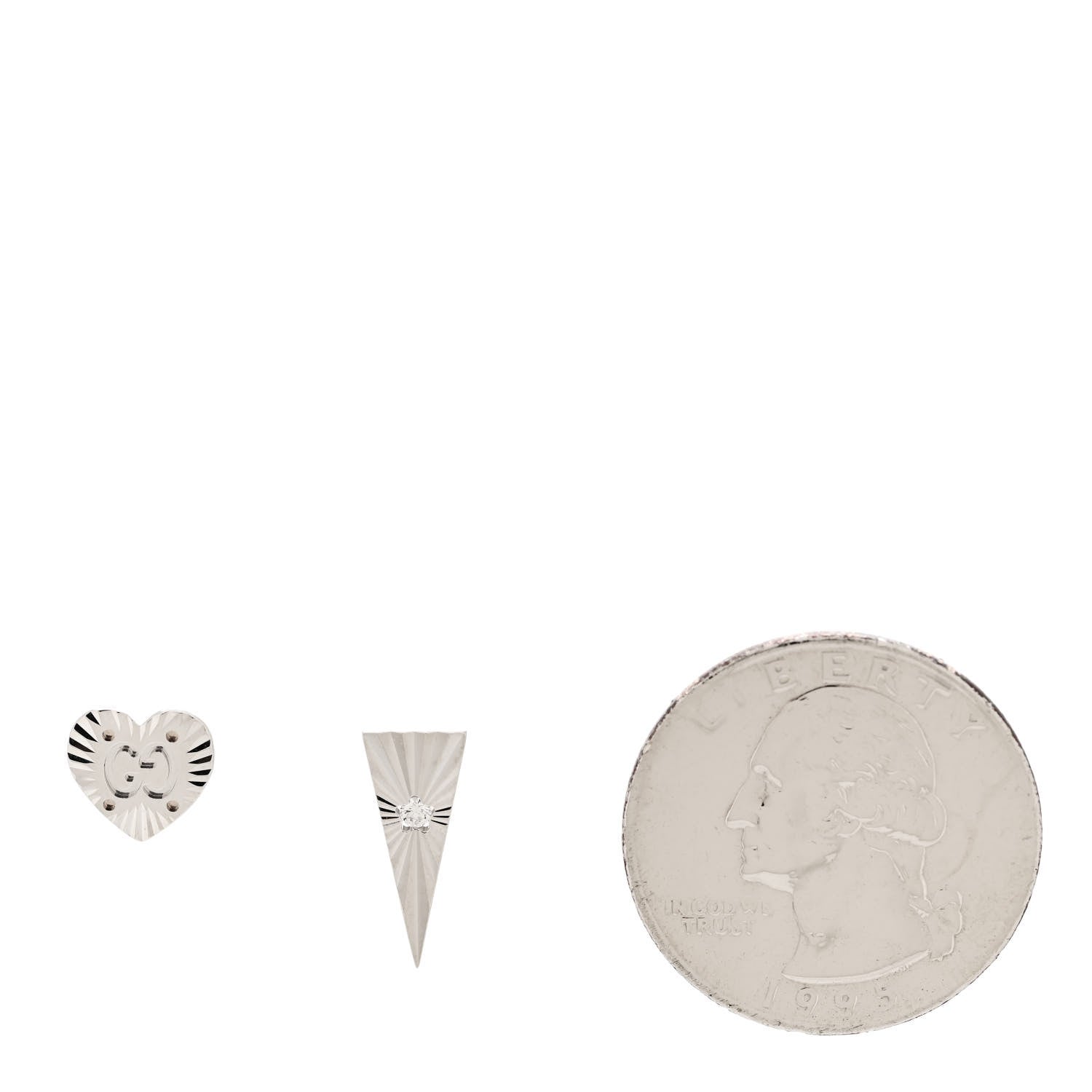 Gucci 18K White Gold Diamond Icon Asymmetric Stud Earrings 2 of 5