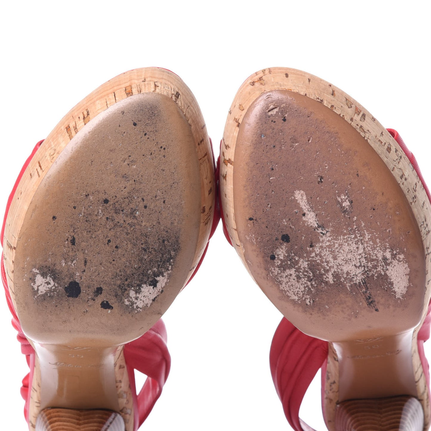 Deerskin Cork Porto Cervo Sandals 36 Red