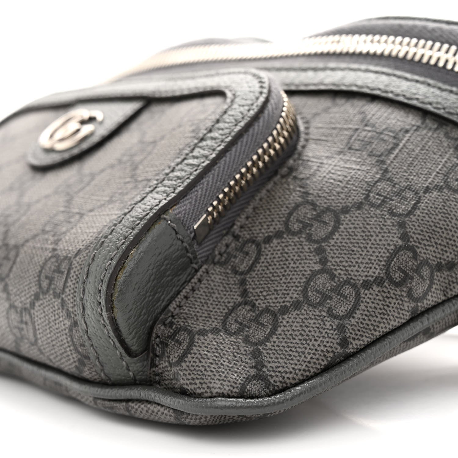 Gucci GG Supreme Monogram Textured Dollar Calfskin Ophidia Belt Bag Grey Black Graphite Grey 10 of 12