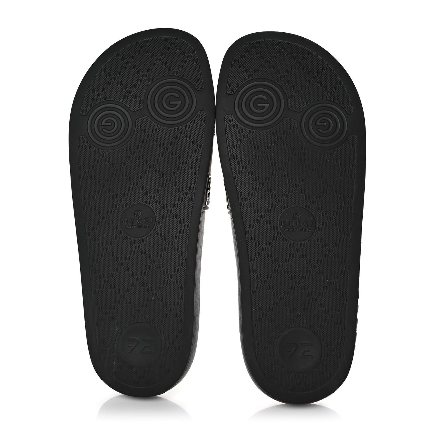 Rubber GG Monogram Perforated Womens Slide Sandals 39 Black