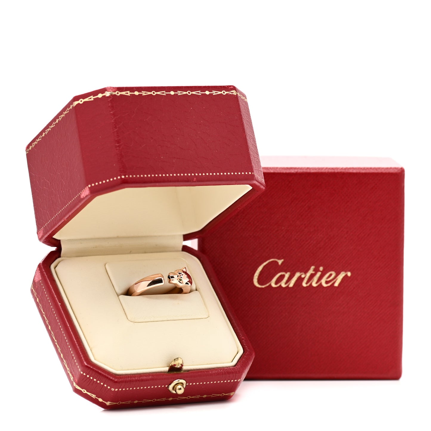 18K Pink Gold Tsavorite Onyx Panthere De Cartier Ring 51 5.75