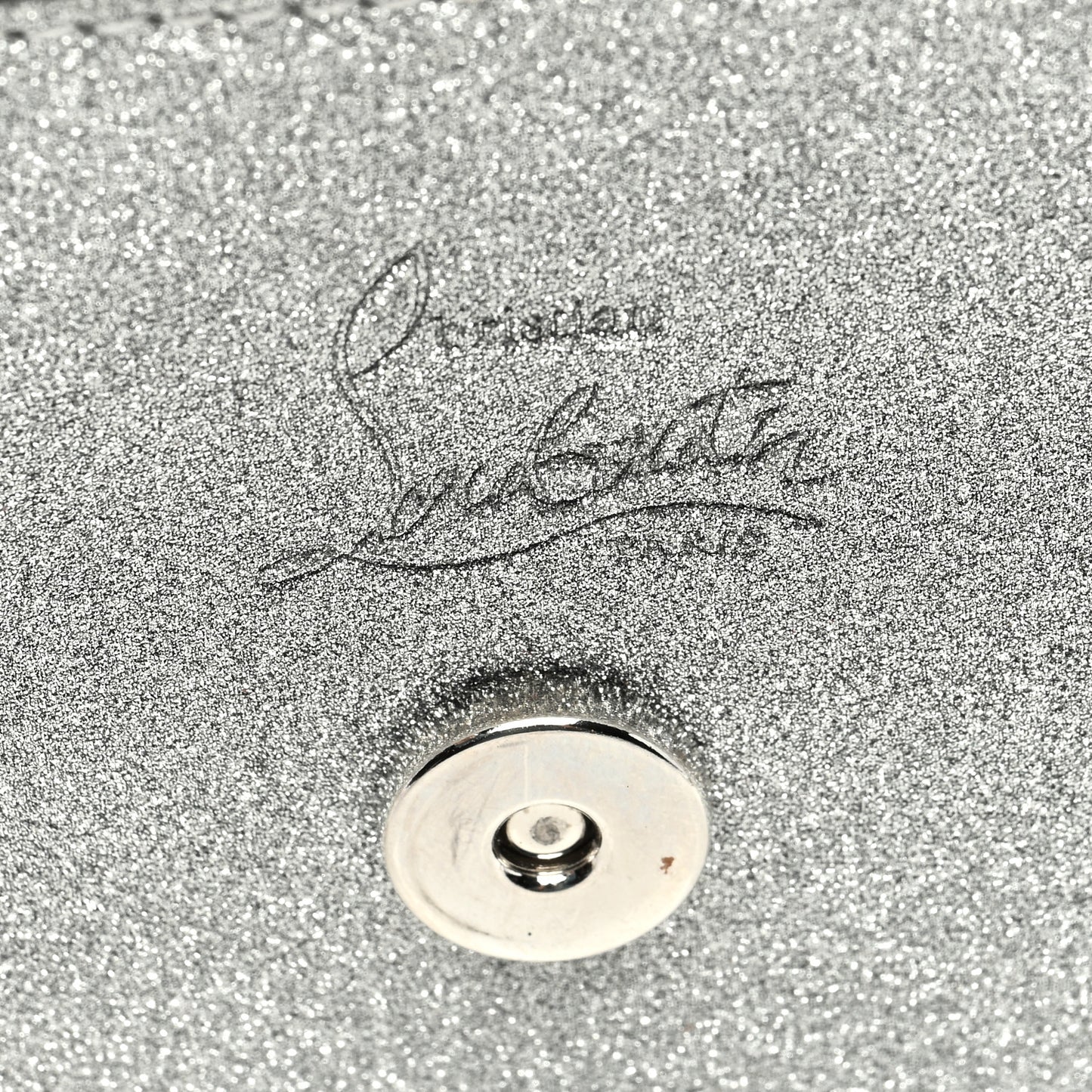 Glitter Calfskin Loubi54 Wallet On Chain Silver