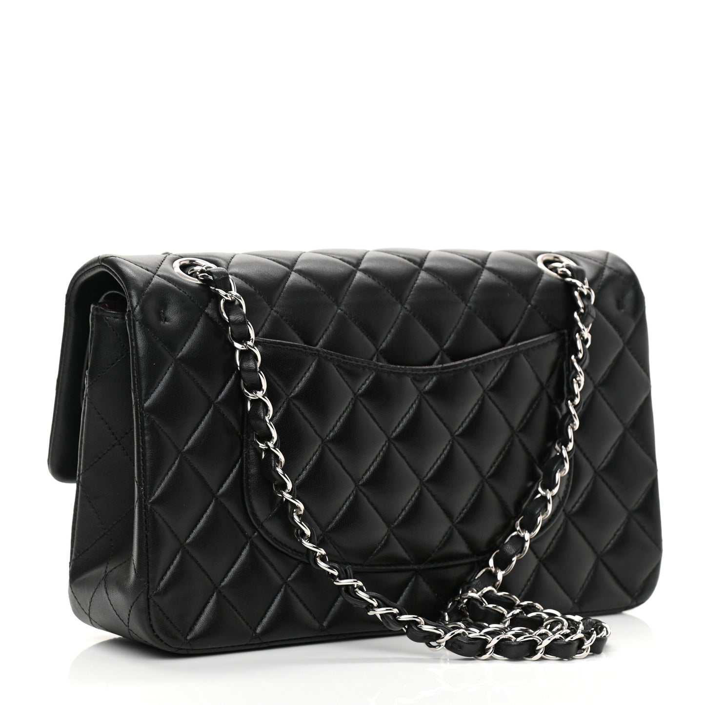 Lambskin Quilted Medium Double Flap Black