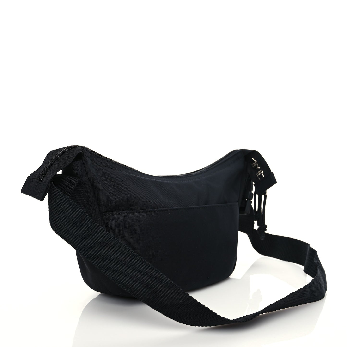 Recycled Sport Nylon Logo Embroidered Wheel Sling Bag Black White
