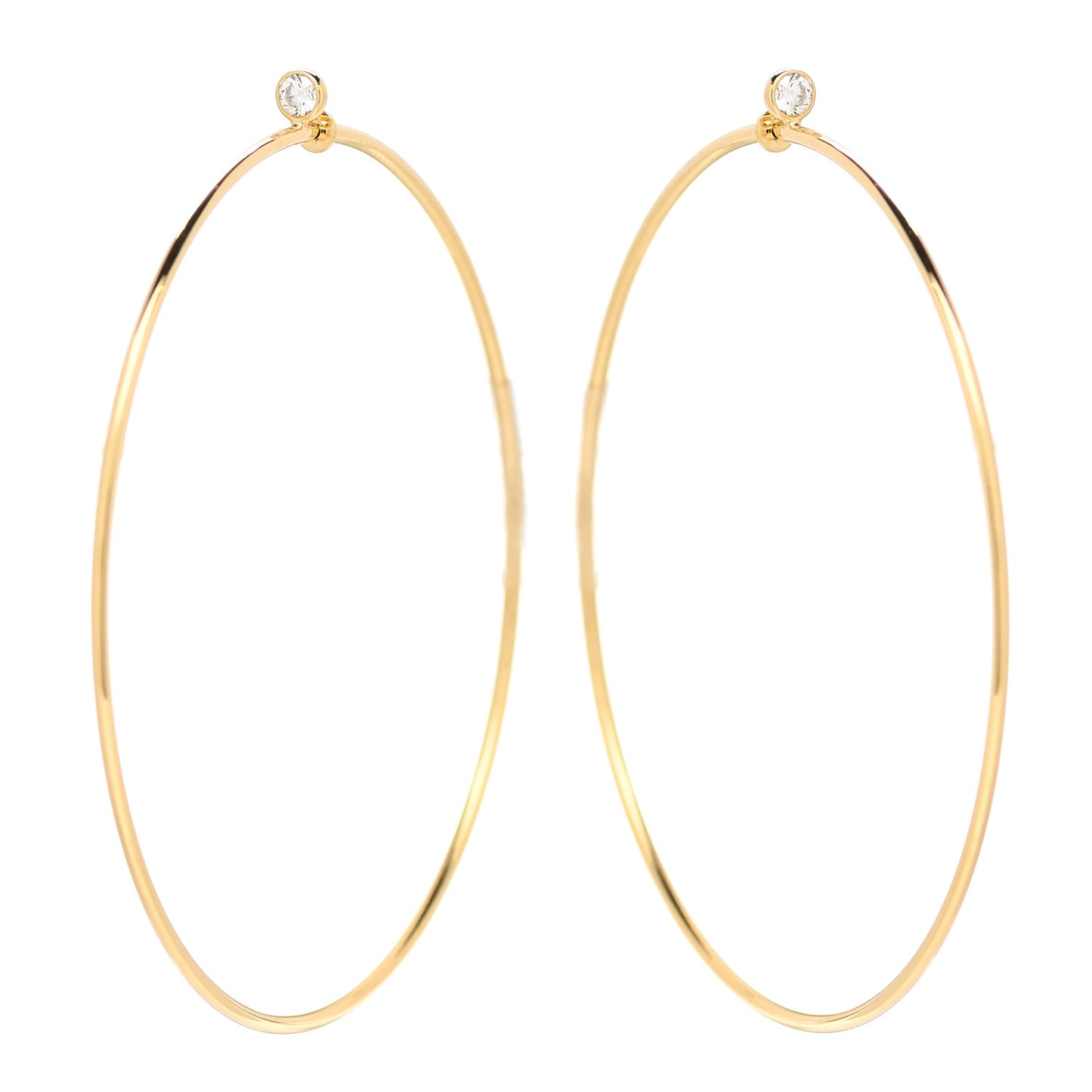 18K Yellow Gold Diamond Large Elsa Peretti Hoop Earrings