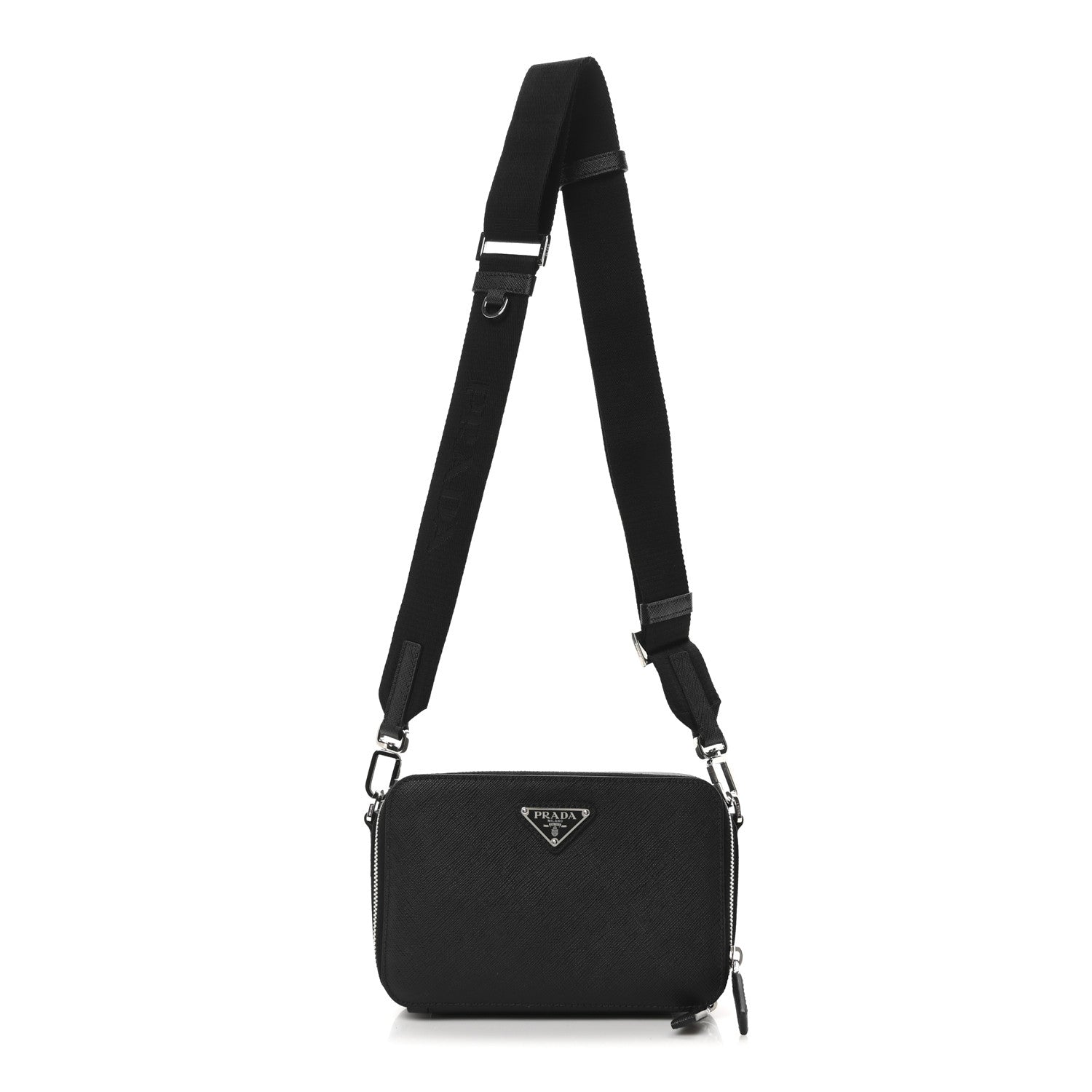 Prada Saffiano Travel Small Brique Crossbody Bag Black 1737952