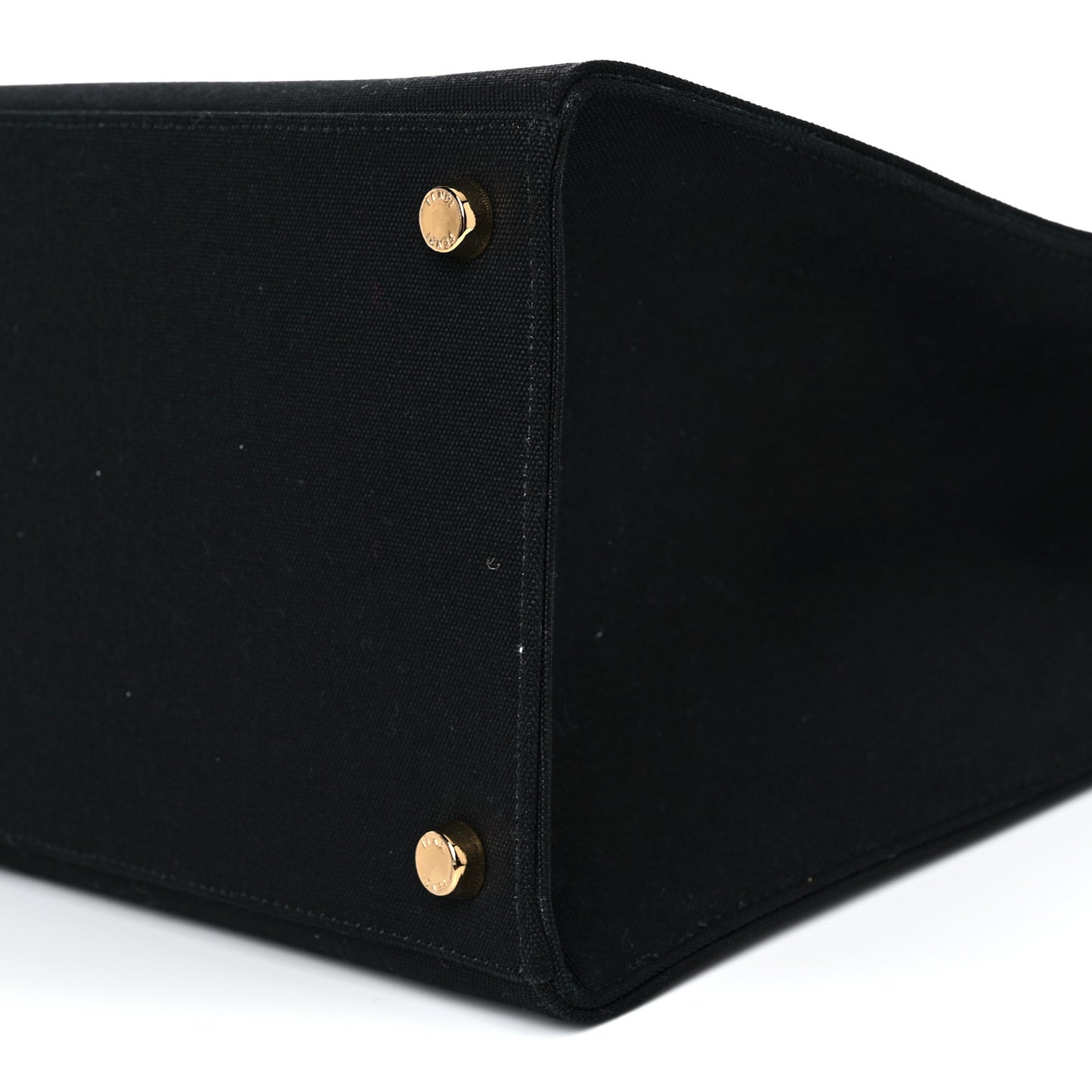 X VERSACE Canvas Fendace Logo Large Shopping Tote Black