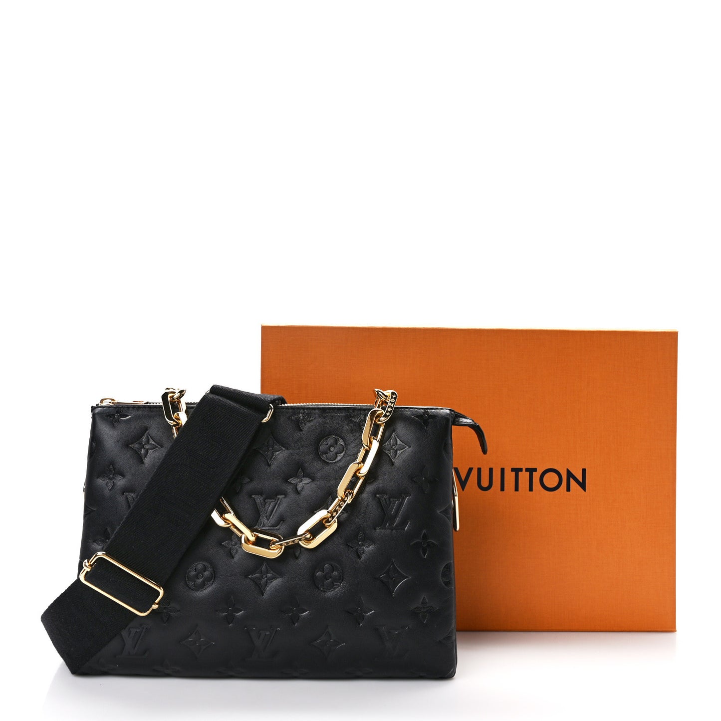 Lambskin Embossed Monogram Coussin PM Black