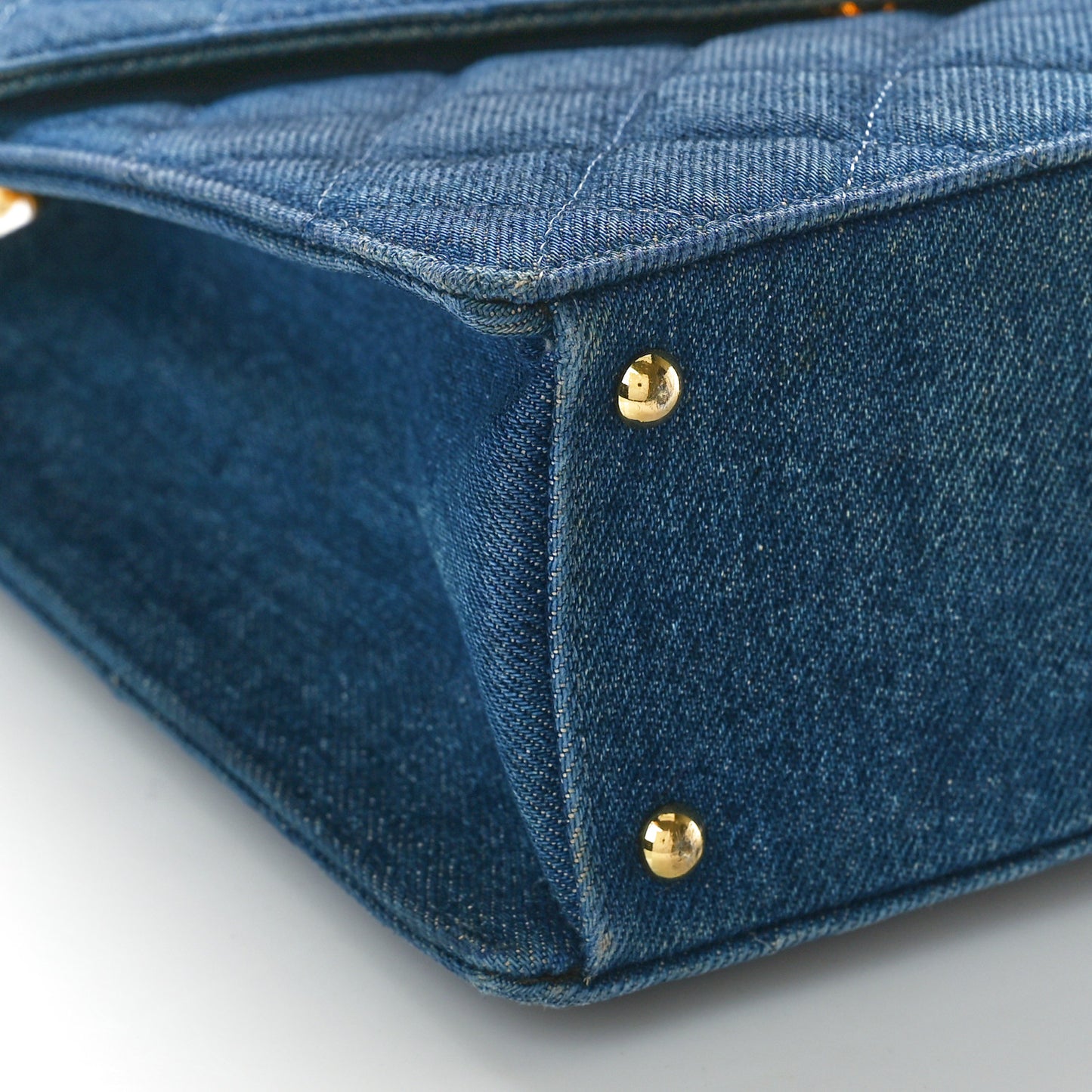 Denim Quilted Kelly Flap Bag Blue