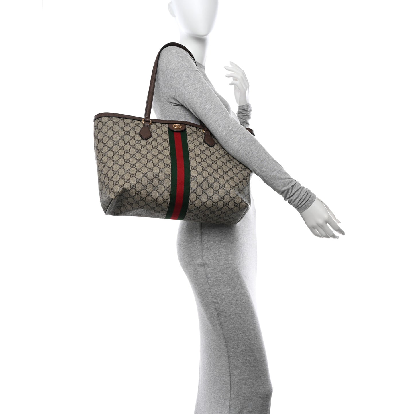 GG Supreme Monogram Medium Ophidia Shopping Tote Brown