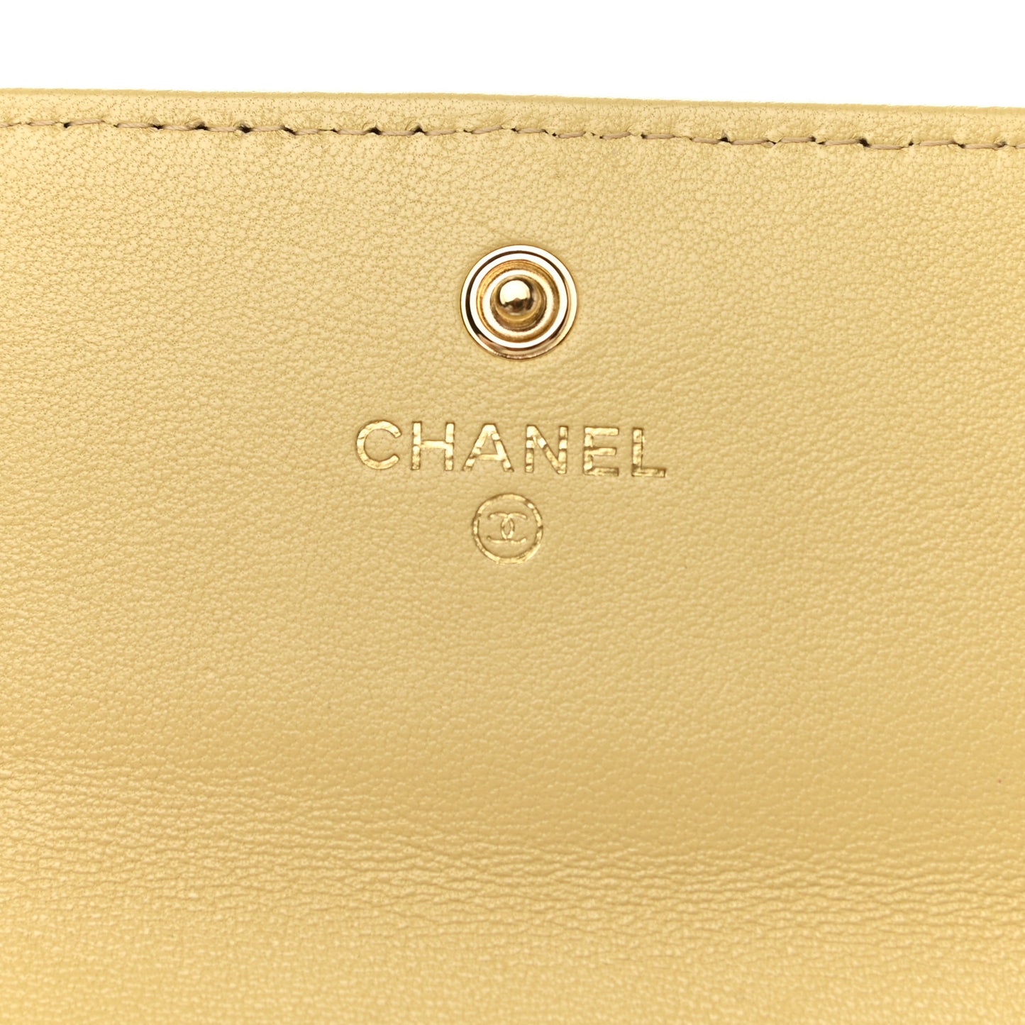 Lambskin Quilted Chanel 19 Flap Wallet Yellow