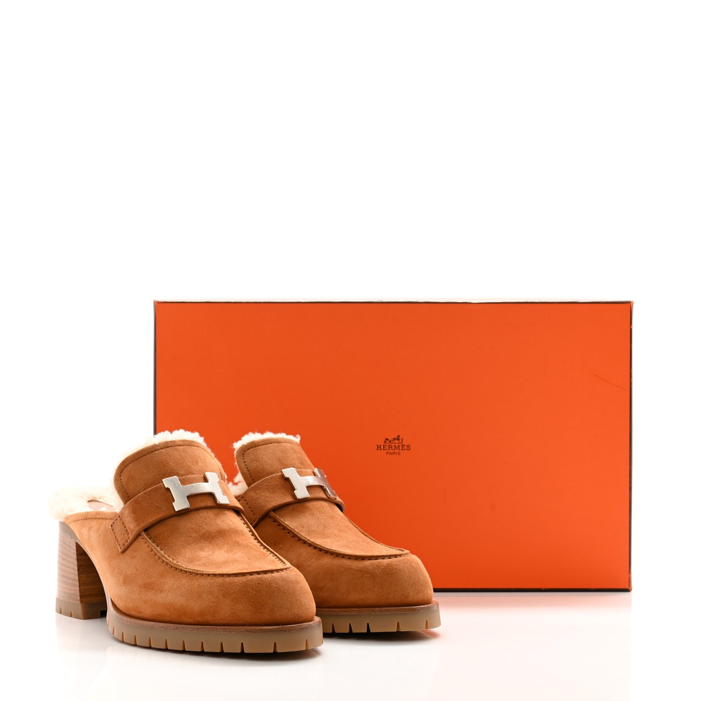 Suede Goatskin Woolskin Flore 60 Mules 38.5 Brun Amourette Ecru