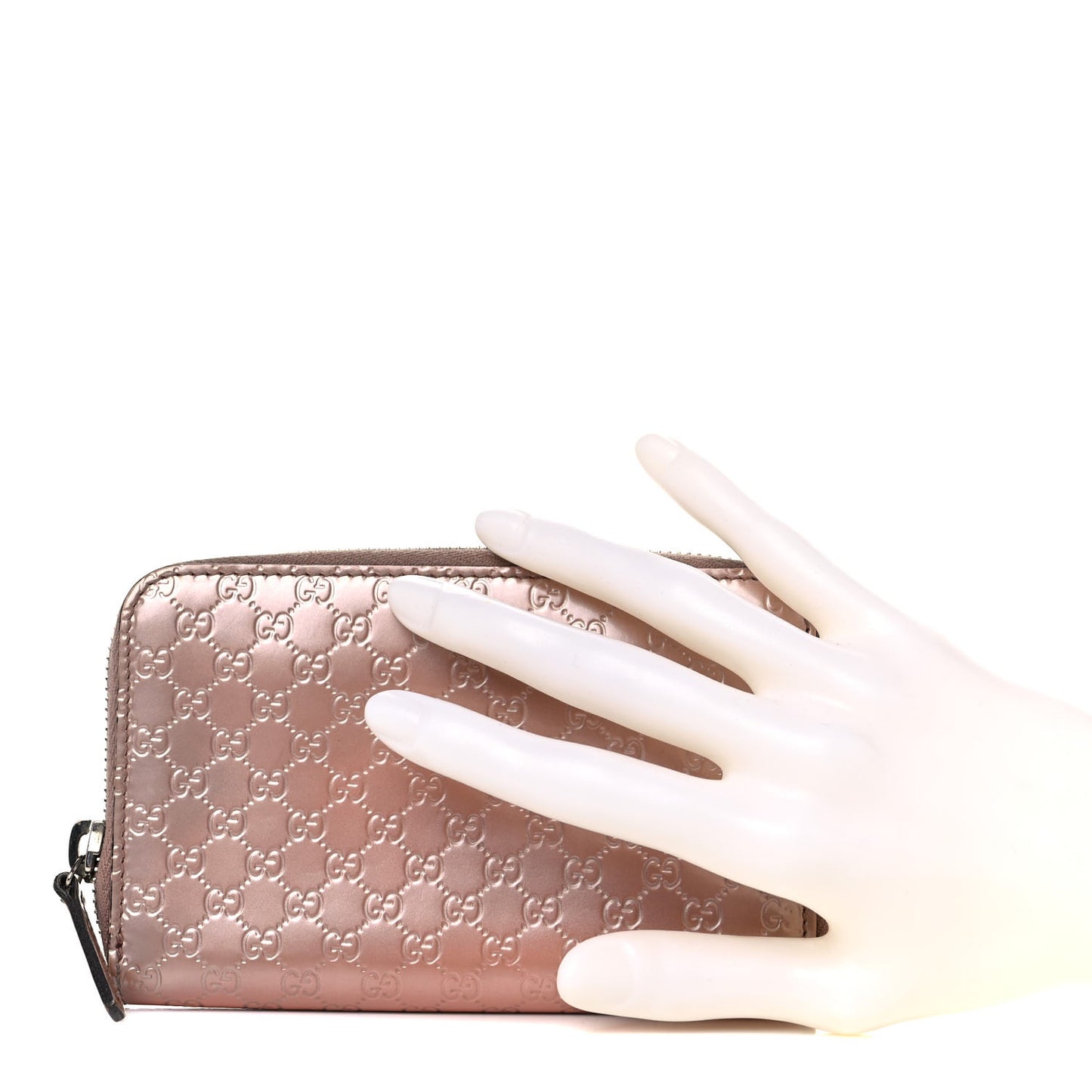 Patent Microguccissima Zip Around Wallet Pink