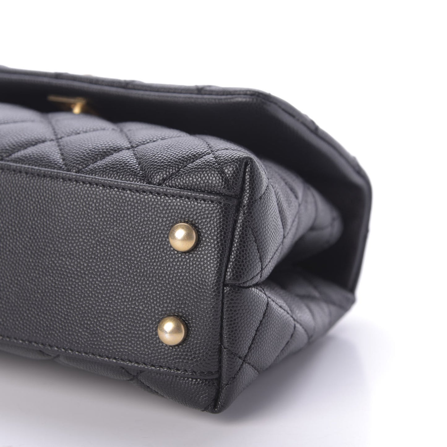 Caviar Quilted Mini Coco Handle Flap Black