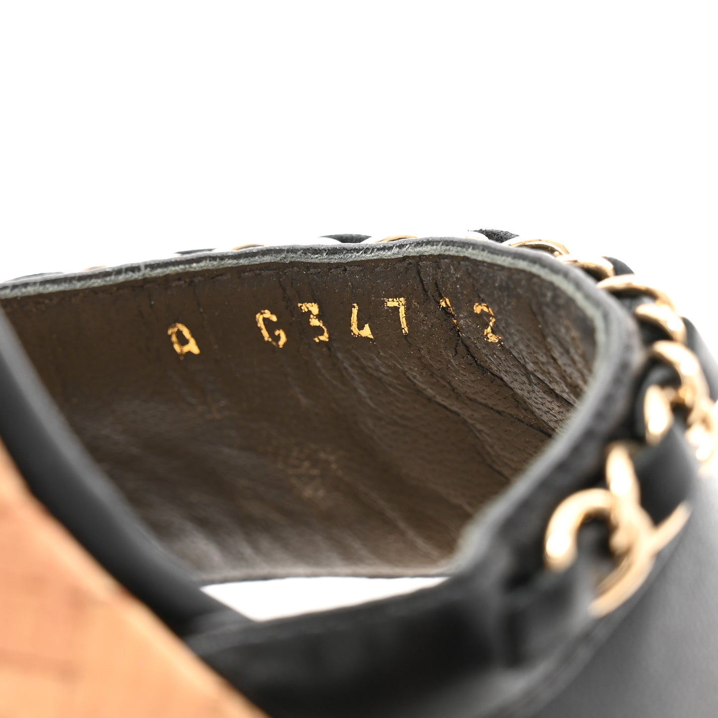 Lambskin Quilted Chain Cork Wedge Sandals 40 Black