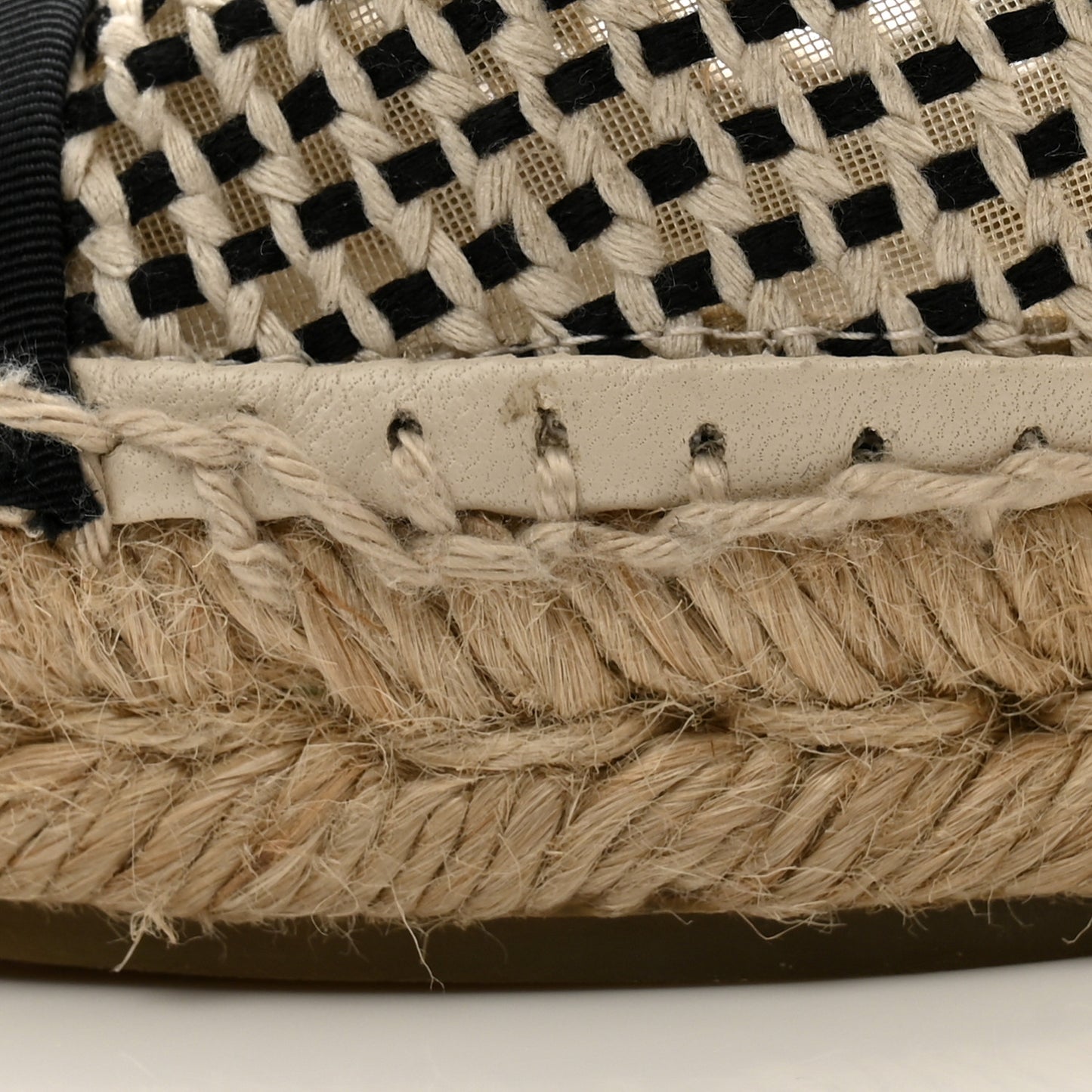 Mesh Grosgrain CC Espadrilles 37 Beige Black