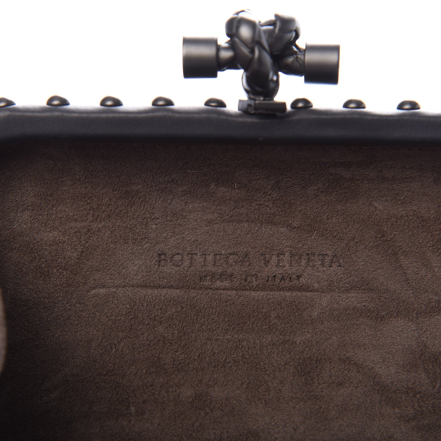 Bottega Veneta Waxy Nappa Intrecciato Knot Studded Clutch Gray 6 of 8