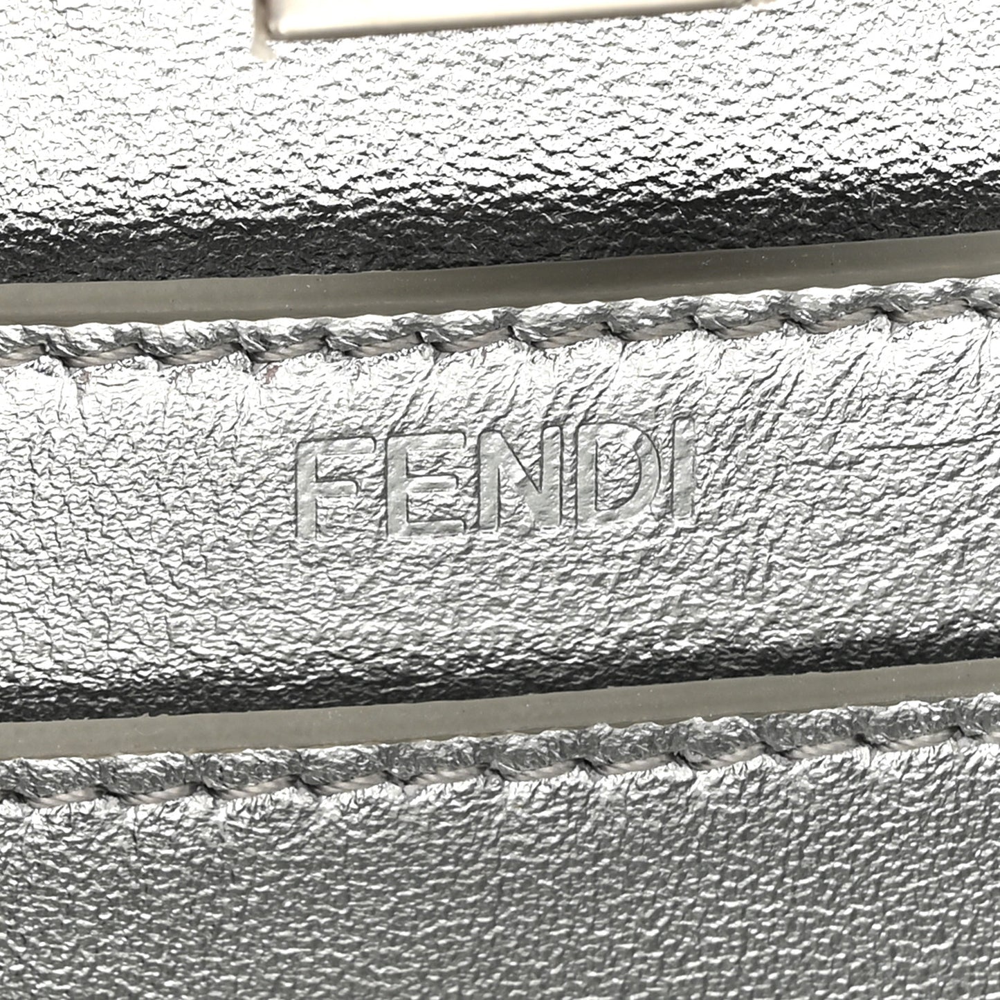 Crystal Vitello Laminato FF Petite Peekaboo I SEE U Satchel Crystal Argento