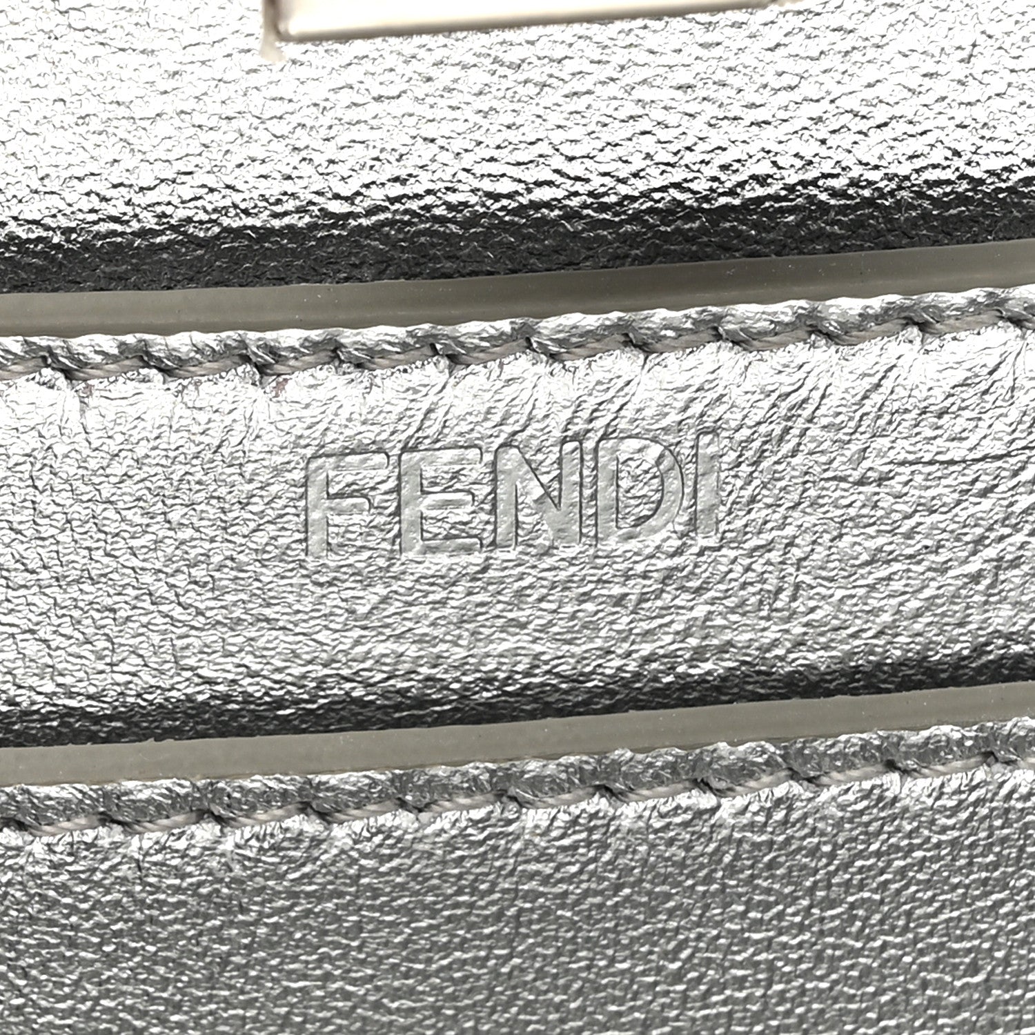 Fendi Crystal Vitello Laminato FF Petite Peekaboo I SEE U Satchel Crystal Argento 6 of 11