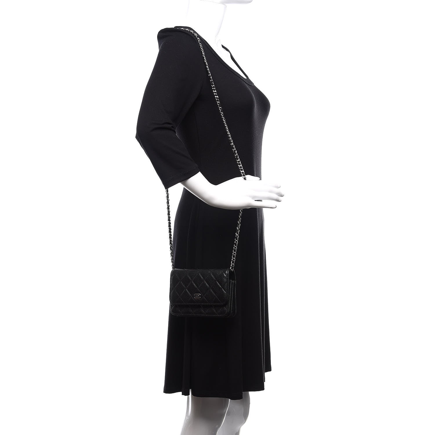 Chanel Caviar Quilted Mini Wallet On Chain WOC Black 2 of 11