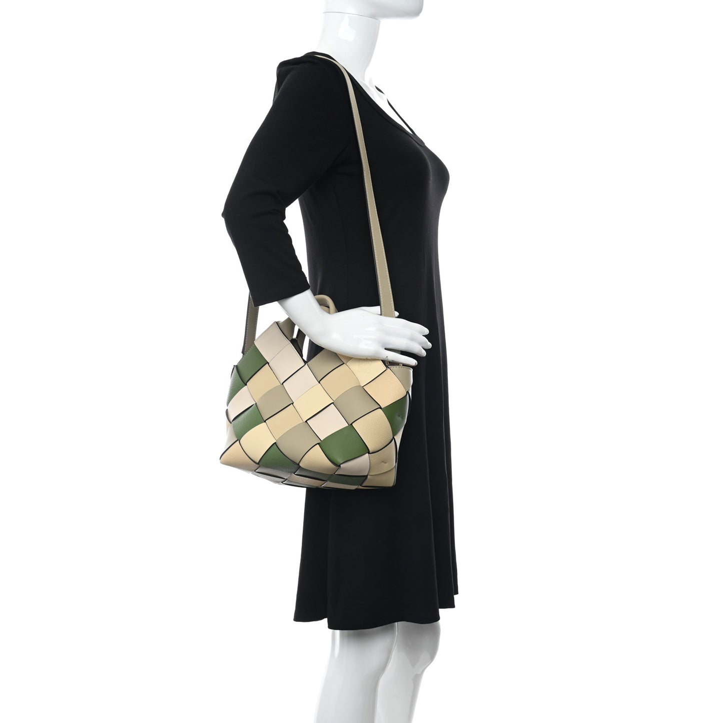 Calfskin Woven Small The Surplus Collection Basket Bag Avocado Ivory