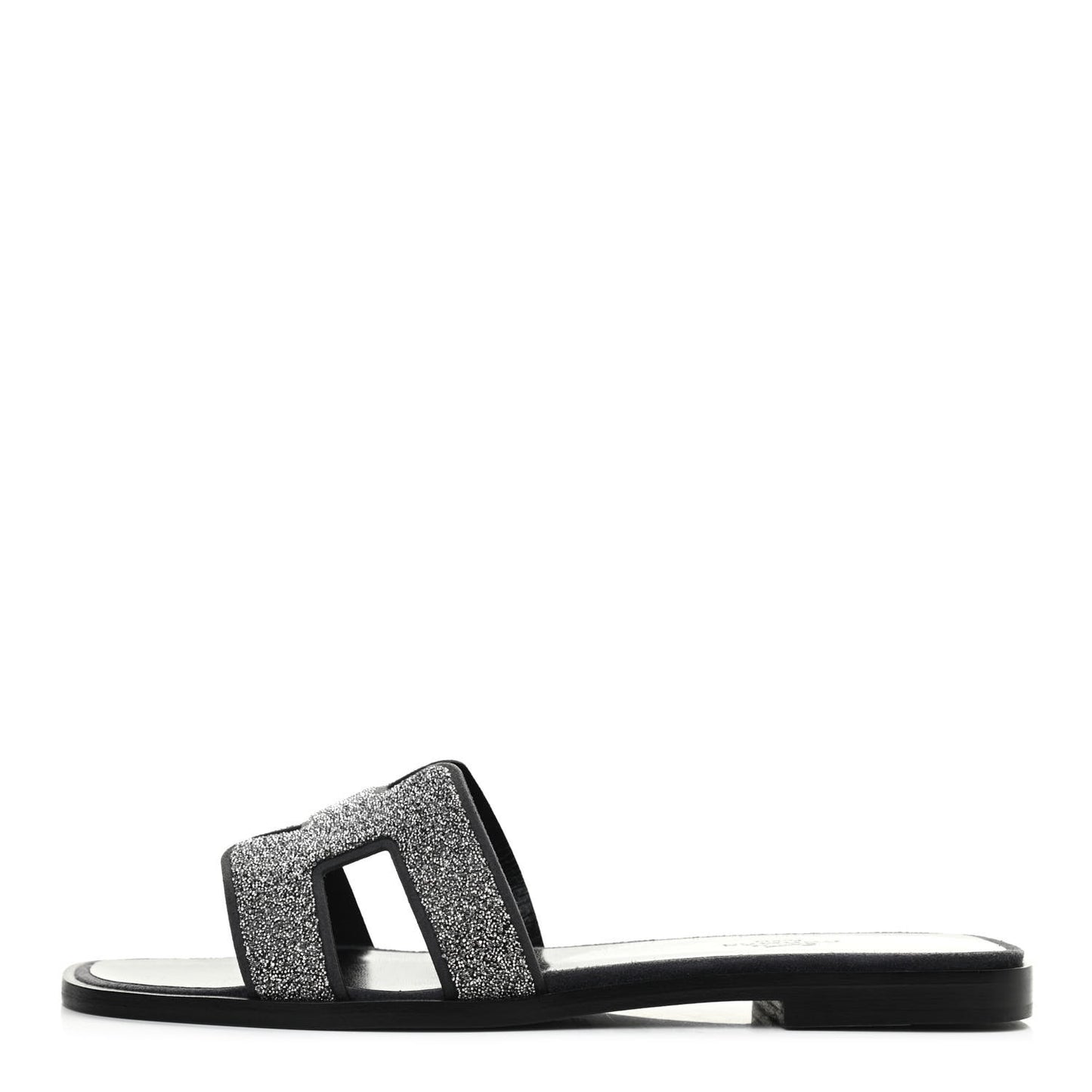 Suede Goatskin Crystal Powder Oran Sandals 36.5 Black
