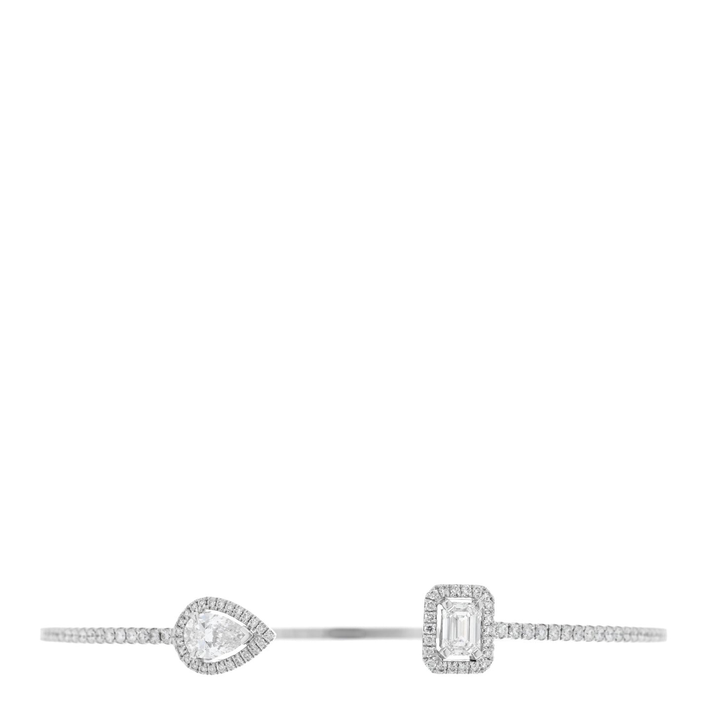 18K White Gold Diamond .80ctw My Twin Toi & Moi Skinny Bangle Bracelet