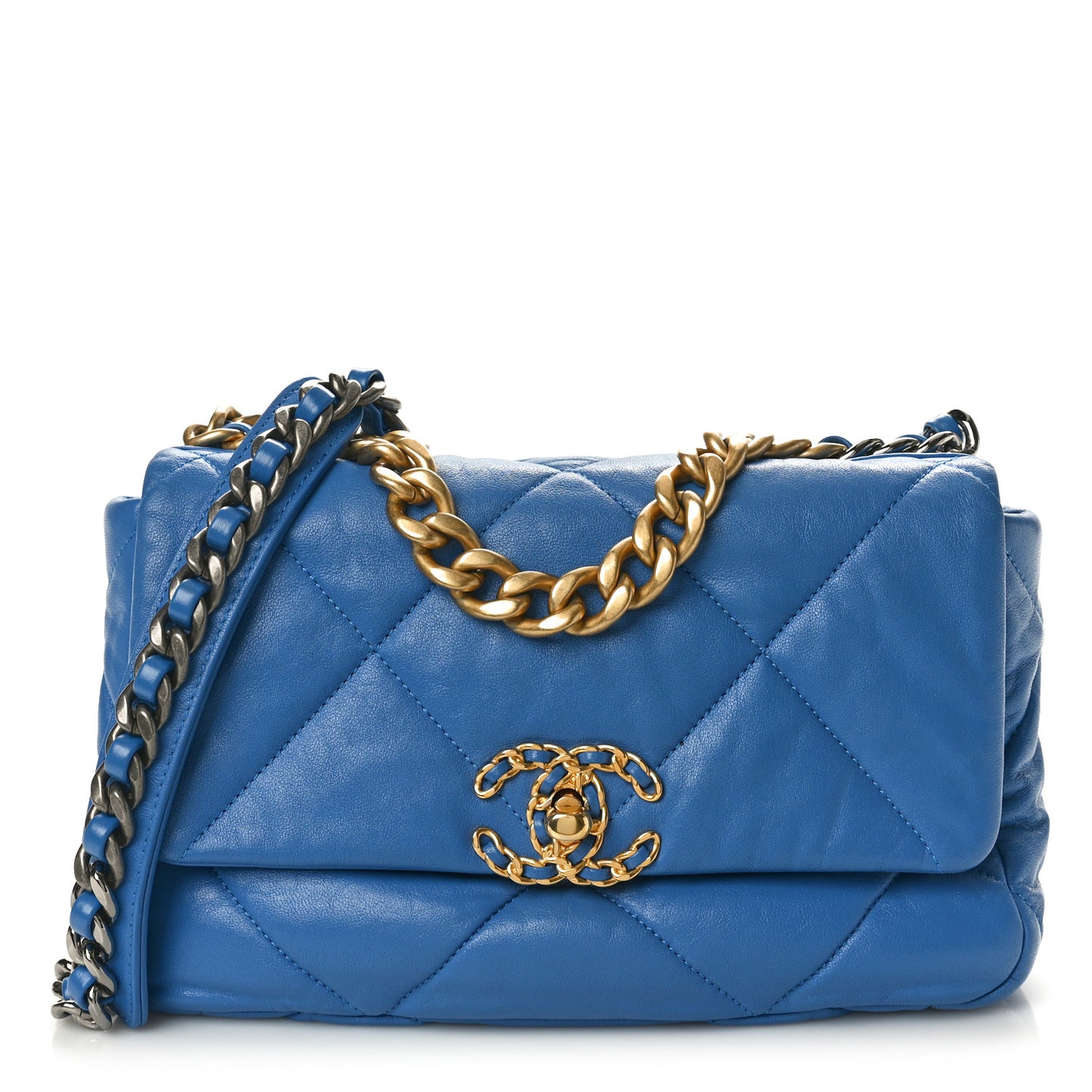 Lambskin Quilted Medium Chanel 19 Flap Blue