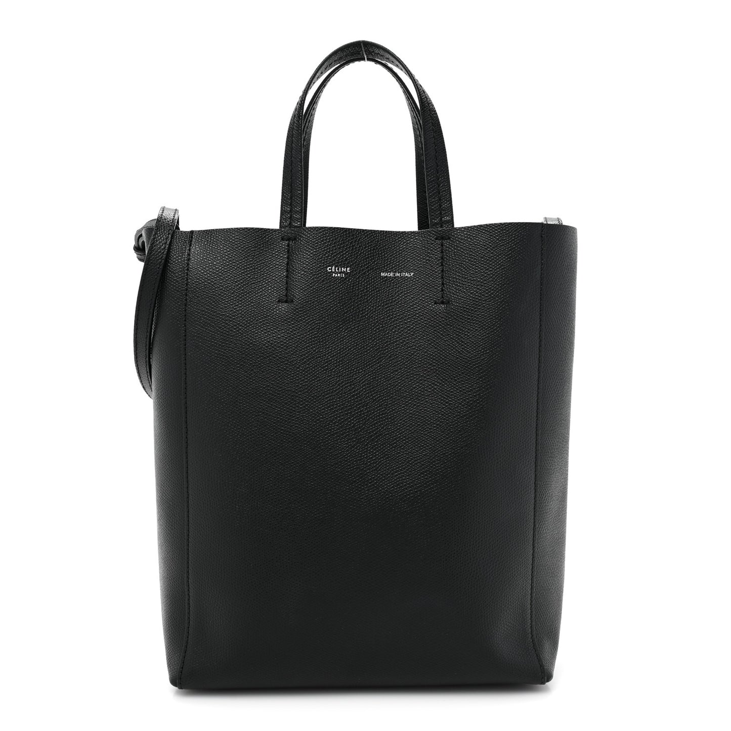 Grained Calfskin Small Vertical Cabas Black