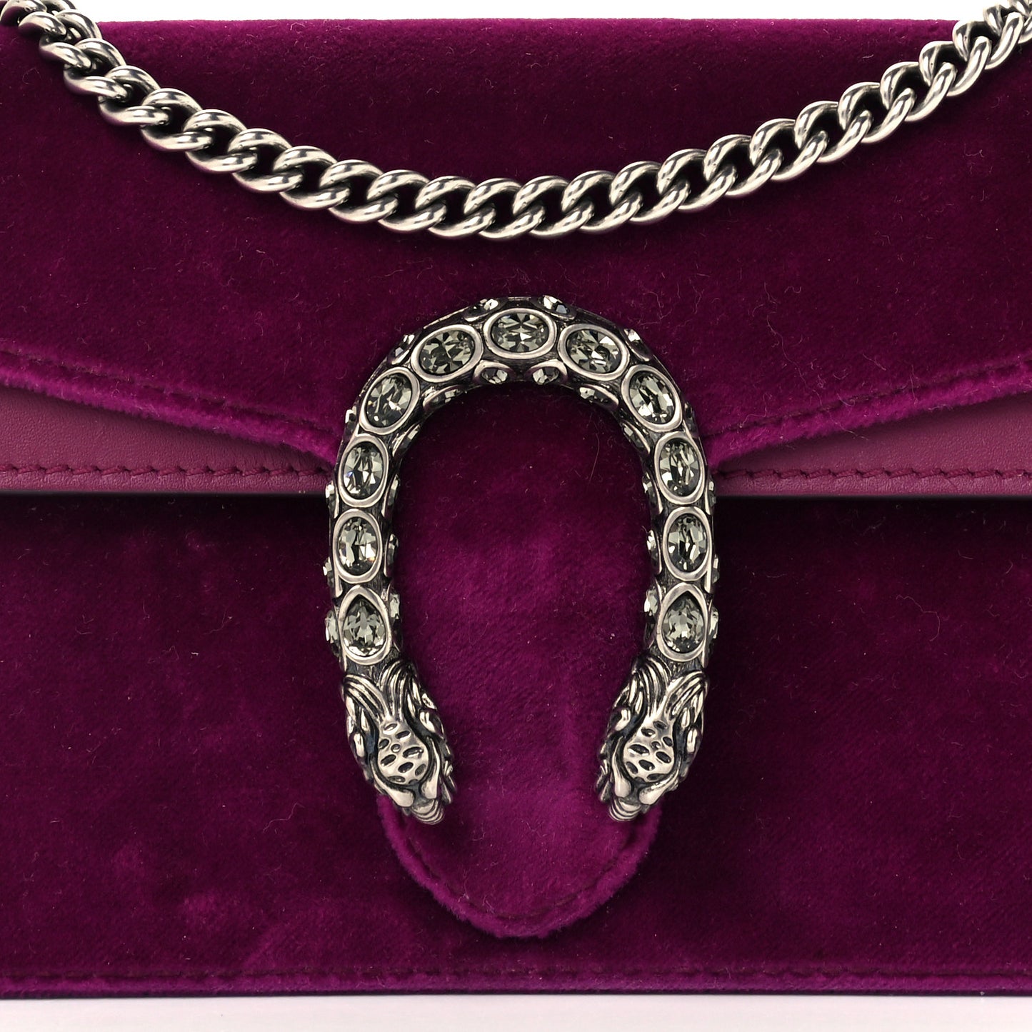 Velvet Super Mini Dionysus Shoulder Bag Fuchsia Violet Cyclamen
