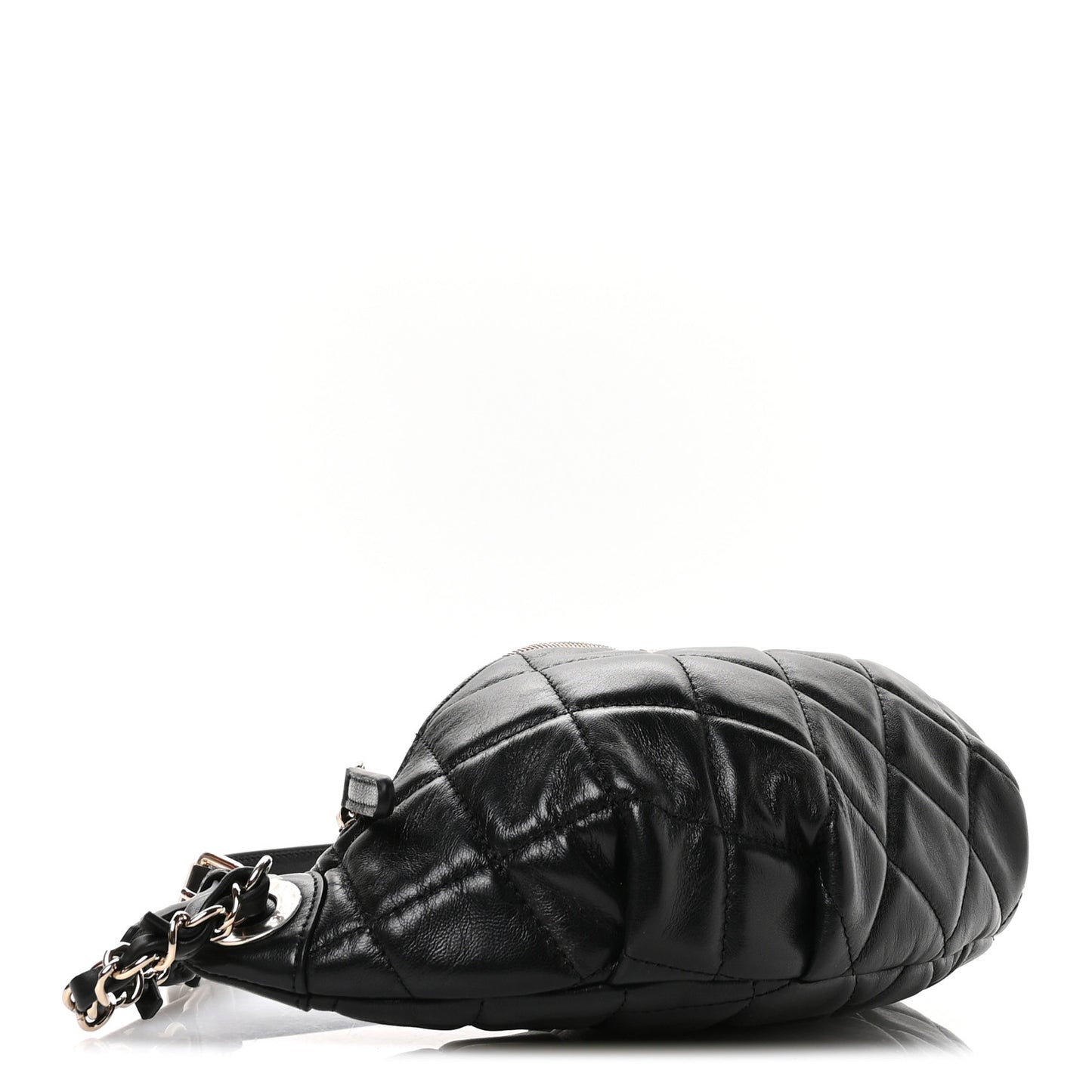 Lambskin Quilted Waist Bag Fanny Pack Black