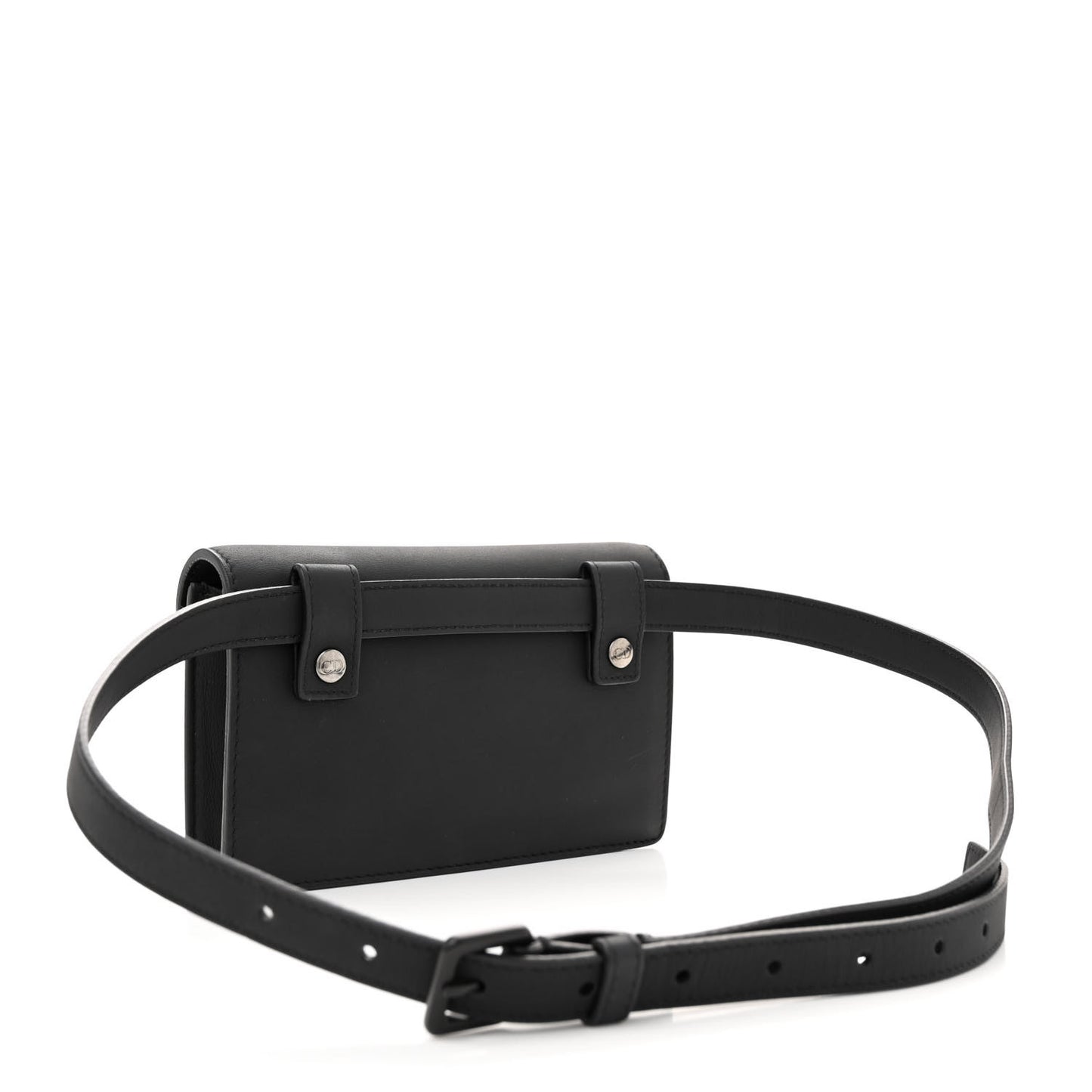 Ultra Matte Calfskin Saddle Belt Clutch Black