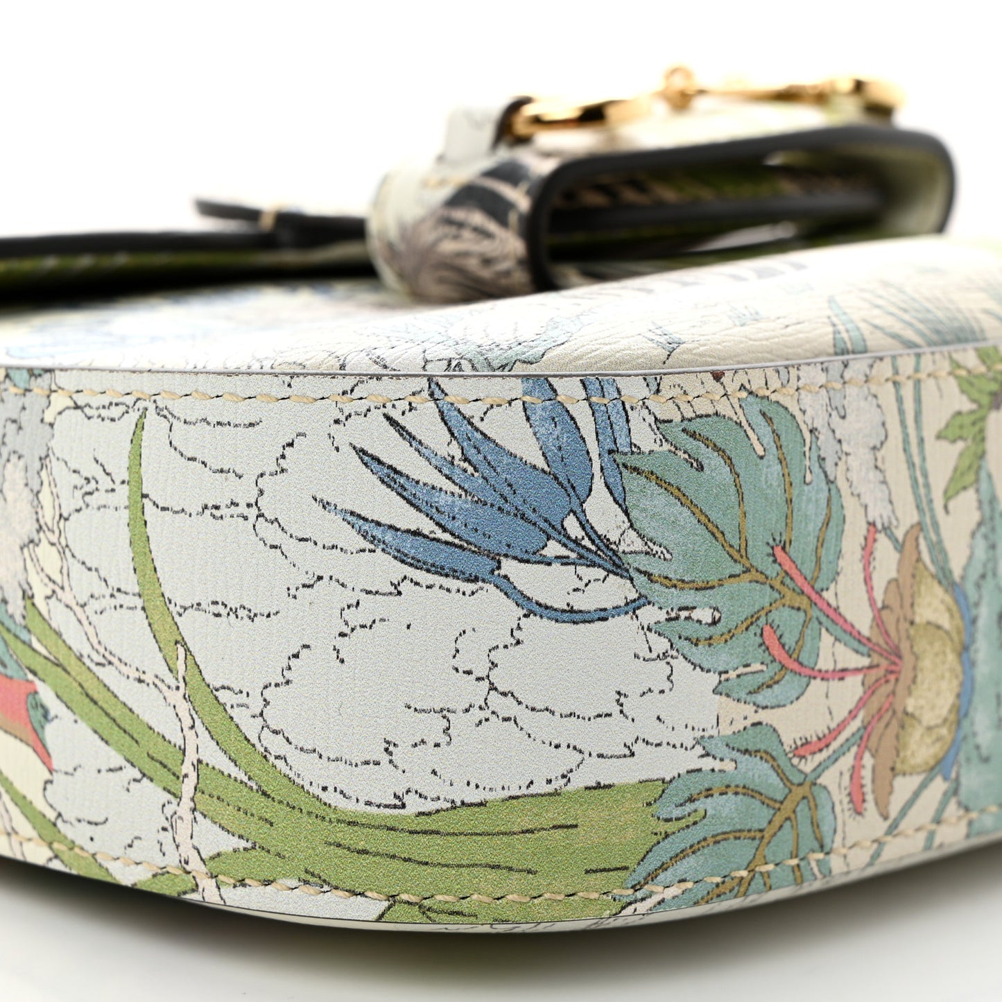 New Shangai Calfskin Tiger Savanah Web Mini Horsebit 1955 Shoulder Bag Chalky White Multicolor